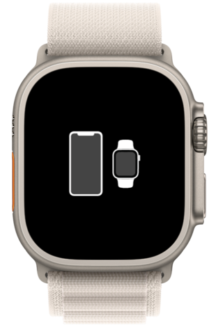 An Apple Watch Ultra running in recoveryOS, recreated using an extracted graphic.
